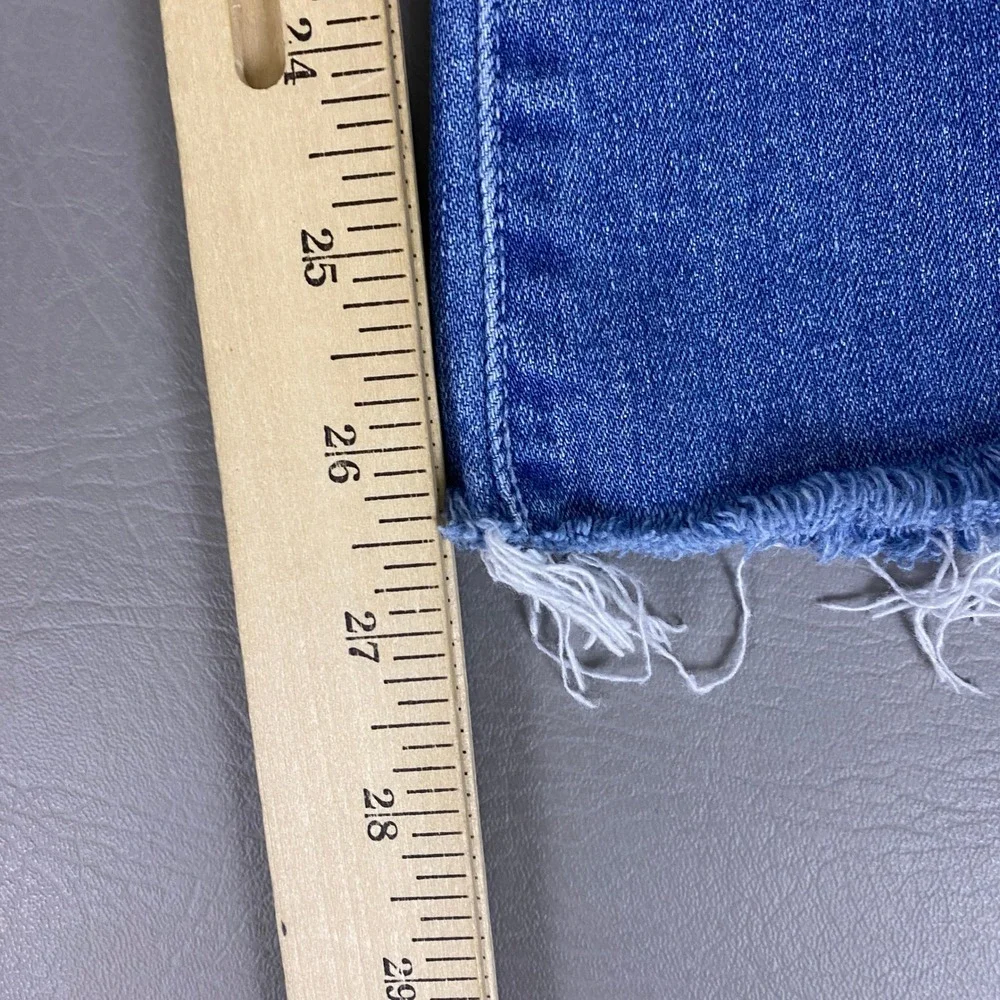 MOTHER The Hustler Ankle Fray Jeans 28 Shaken Not Stirred Blue High Rise Flare - Picture 12 of 14